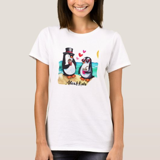 Grappig Pinguïn Koppel, Dieren Verliefd T-shirt (Voorkant)