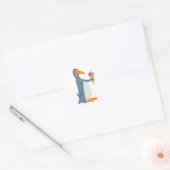 Grappig pinguïn met ijsbrekers ronde sticker (Envelop)