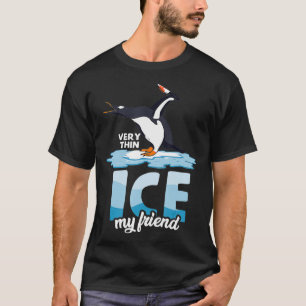 Grappig pinguïn met mes en grappige gezegde coole t-shirt