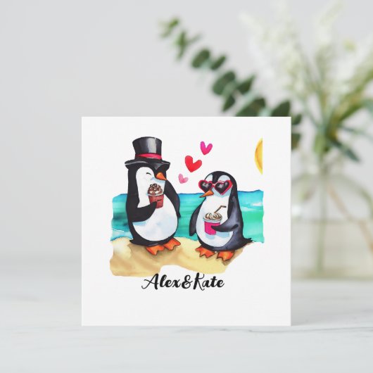 Grappig Pinguïn Paar, Dieren in Liefde (Staand voorkant)