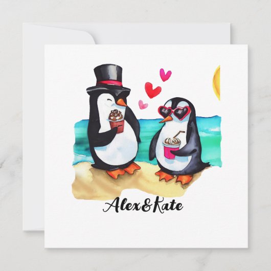 Grappig Pinguïn Paar, Dieren in Liefde (Voorkant)