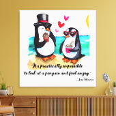 Grappig Pinguïn Paar, Dieren in Liefde Canvas Afdruk (Insitu (Woonkamer))