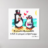 Grappig Pinguïn Paar, Dieren in Liefde Canvas Afdruk (Voorkant)