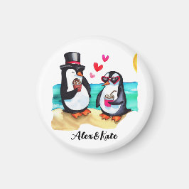 Grappig Pinguïn Paar, Dieren in Liefde Magneet