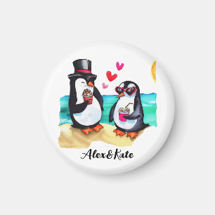 Grappig Pinguïn Paar, Dieren in Liefde Magneet