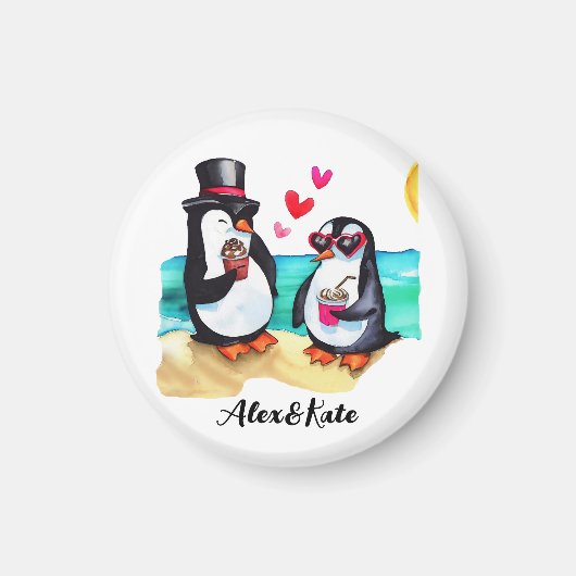 Grappig Pinguïn Paar, Dieren in Liefde Magneet (Voorkant)