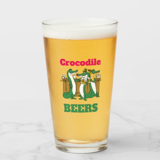 GRAPPIG! Pint Glas Krokodil BIEREN 16oz (Voorkant gevuld)