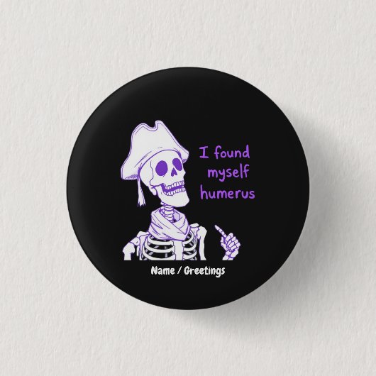 Grappig Piraat Skelet Humerus Bot Puns Kunst Ronde Button 3,2 Cm (Voorkant)