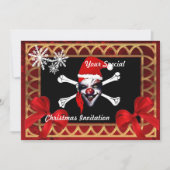 Grappig piraatschedel, Kerstmis Kaart (Voorkant)