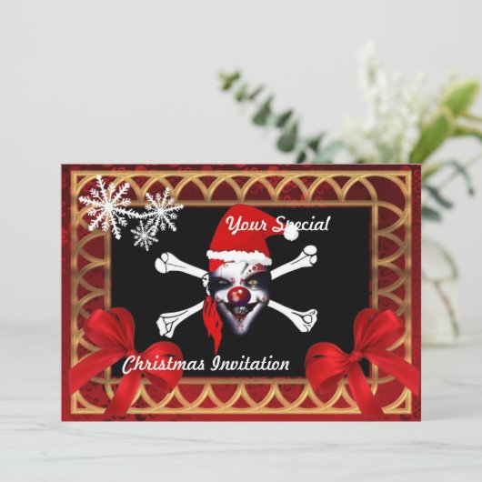 Grappig piraatschedel, Kerstmis Kaart (Staand voorkant)