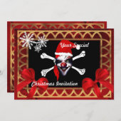 Grappig piraatschedel, Kerstmis Kaart (Voorkant / Achterkant)