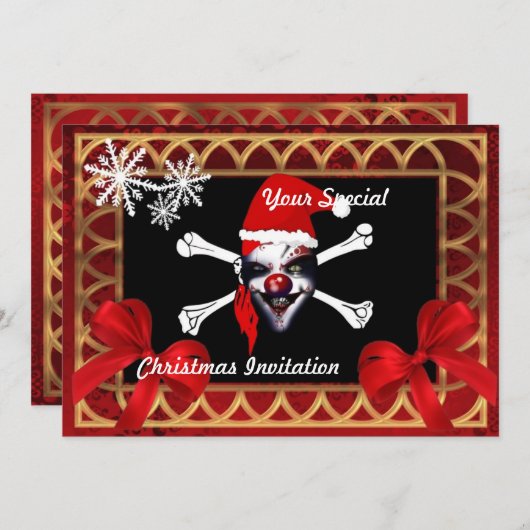 Grappig piraatschedel, Kerstmis Kaart (Voorkant / Achterkant)