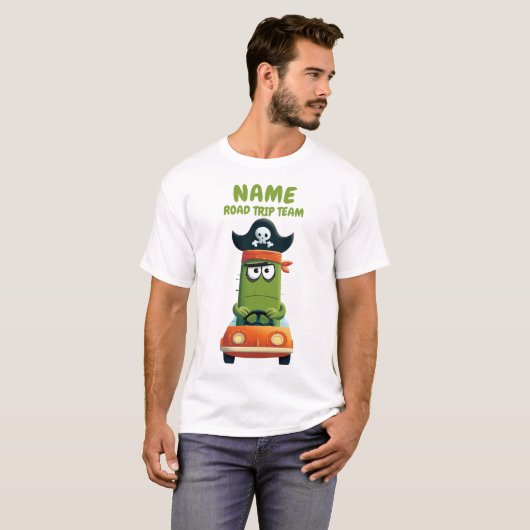 Grappig Pirate Cactus Road Trip Team |  T-shirt (Voorkant volledig)