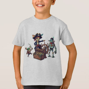 Grappig Pirate Crew T-Shirt - Robot, Aap