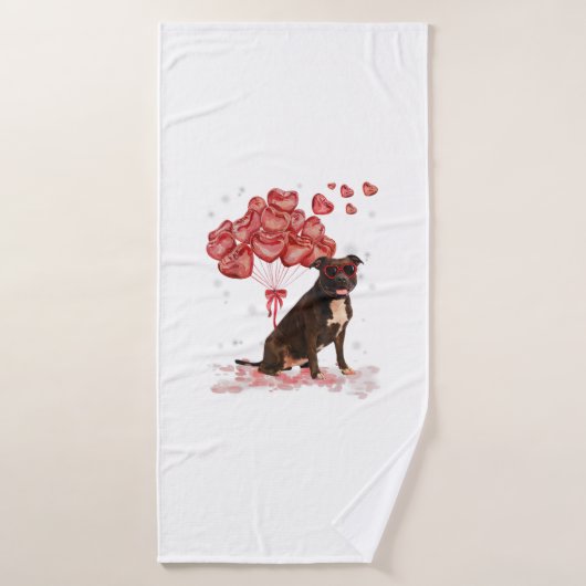 Grappig Pitbull Hart Valentijnsdag Hond Pap Mam Gi Badhanddoek (Badhanddoek)