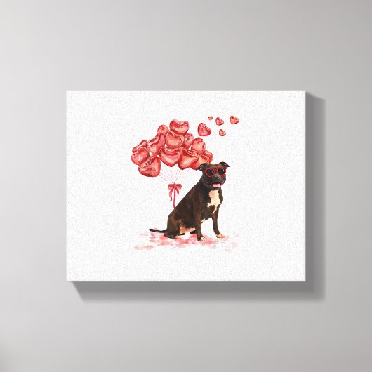 Grappig Pitbull Hart Valentijnsdag Hond Pap Mam Gi Canvas Afdruk (Voorkant)