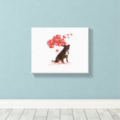 Grappig Pitbull Hart Valentijnsdag Hond Pap Mam Gi Canvas Afdruk (Insitu (Houten vloer))