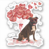 Grappig Pitbull Hart Valentijnsdag Hond Pap Mam Gi Sticker (Voorkant)