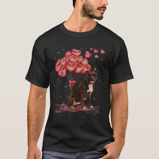 Grappig Pitbull Hart Valentijnsdag Hond Pap Mam Gi T-shirt (Voorkant)