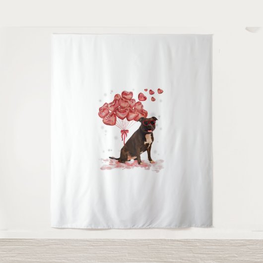 Grappig Pitbull Hart Valentijnsdag Hond Pap Mam Gi Wandkleed (Voorkant)