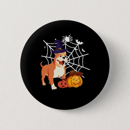 Grappig Pitbull Hond Halloween Kostuum Ronde Button 5,7 Cm (Voorkant)