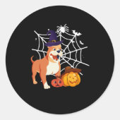 Grappig Pitbull Hond Halloween Kostuum Ronde Sticker (Voorkant)