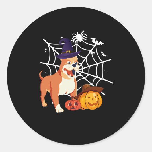 Grappig Pitbull Hond Halloween Kostuum Ronde Sticker (Voorkant)