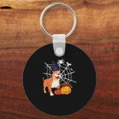 Grappig Pitbull Hond Halloween Kostuum Sleutelhanger (Voorkant)