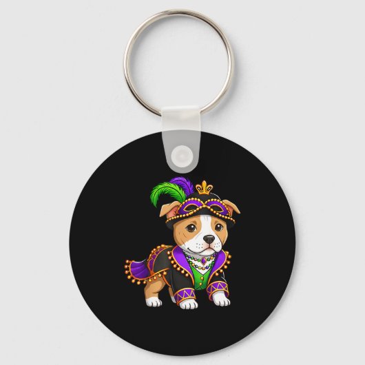 Grappig Pitbull-liefhebber Festival Carnaval Mardi Sleutelhanger (Voorkant)