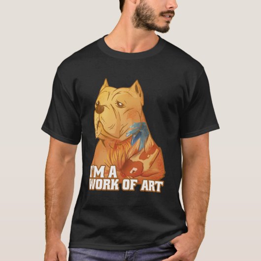 Grappig Pitbull lover werk van Art Pittie papa hon T-shirt (Voorkant)