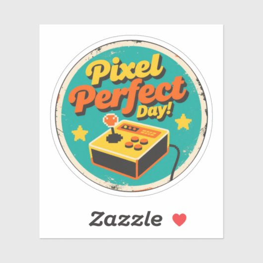 Grappig  Pixel Perfect Day Retro Design Sticker (Vel)