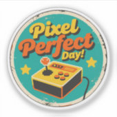 Grappig  Pixel Perfect Day Retro Design Sticker (Voorkant)