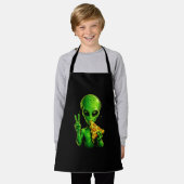 Grappig Pizza Chef Schort Alien Pizza Liefhebber K (Gedragen)