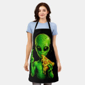 Grappig Pizza Chef Schort Alien Pizza Liefhebber K (Gedragen)