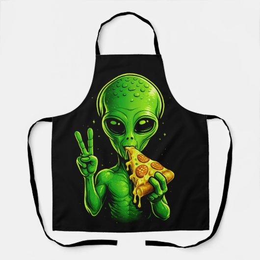 Grappig Pizza Chef Schort Alien Pizza Liefhebber K (Voorkant)