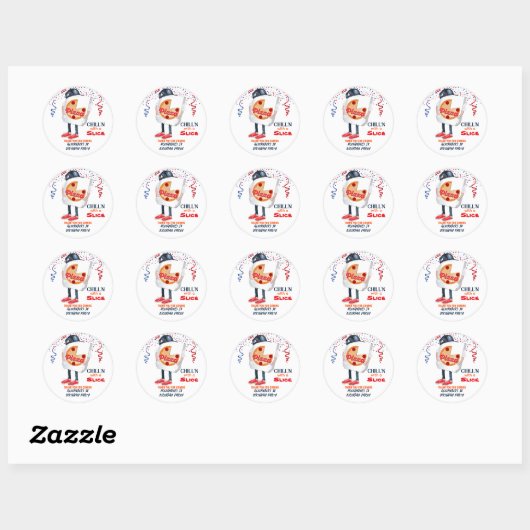 Grappig Pizza Feest Ronde Sticker (Vel)