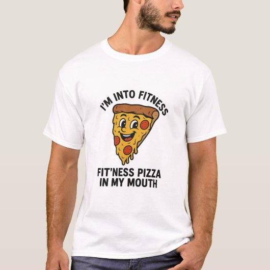 Grappig Pizza Fitness T-Shirt – “Ik ben in vorm, (Voorkant)