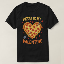 Grappig "Pizza is mijn Valentijn" hartvormige food T-shirt