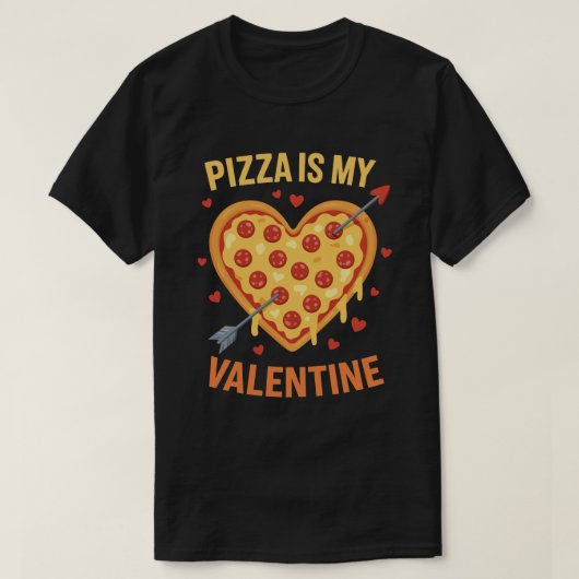 Grappig "Pizza is mijn Valentijn" hartvormige food T-shirt (Design voorkant)