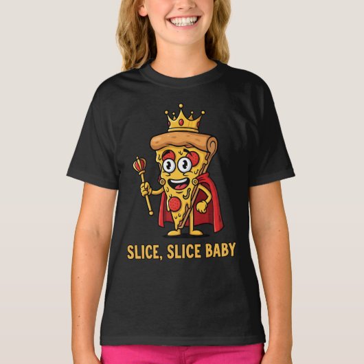 🍕 Grappig Pizza King T-shirt – Slice Baby (Voorkant)