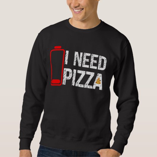 Grappig Pizza liefhebber eten Ik heb Pizza Low Bat Trui (Voorkant)