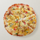 Grappig pizza ontwerp rond kussen (Voorkant)