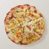 Grappig pizza ontwerp rond kussen (Achterkant)