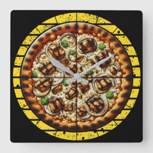 grappig pizzadesign voor fans vierkante klok