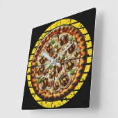 grappig pizzadesign voor fans vierkante klok (Hoek)