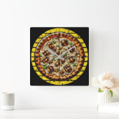 grappig pizzadesign voor fans vierkante klok (Huis)