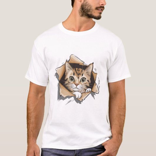 Grappig Plafond Cat Meme T-shirt (Voorkant)