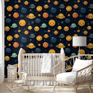 Grappig Planeten Ruimtepatroon Behang
