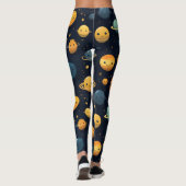 Grappig Planeten Ruimtepatroon Leggings (Achterkant)