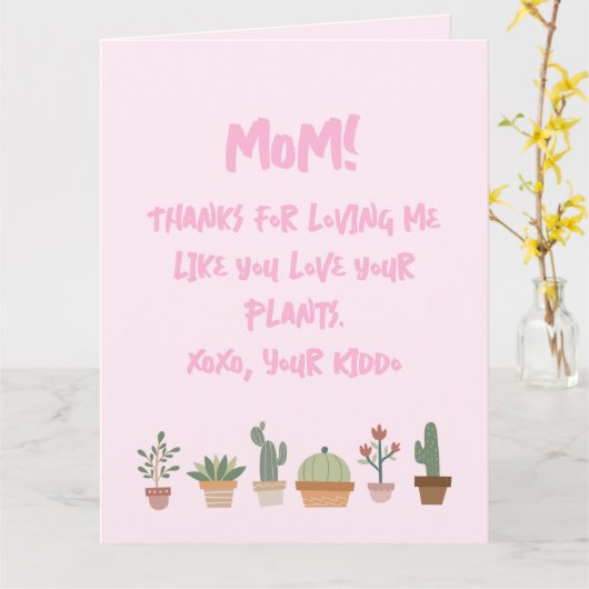 Grappig Plant op moederdag Lover mama Kaart (Gele Bloem)